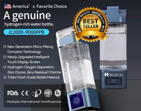 SMART HYDROGEN WATER BOTTLE H2MEDICAL MAX up to 9000 ppb. / STRUCTURED WATER function and UV sterilization / APP CONTROL and large touch screen / INHALATION function / Self-cleaning program / 2-year warranty