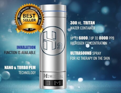 SUPER BOTTLE for hydrogen water H2MEDICAL PRO / up to 8000 PPB hydrogen / Turbo PEM technology / Nano technology